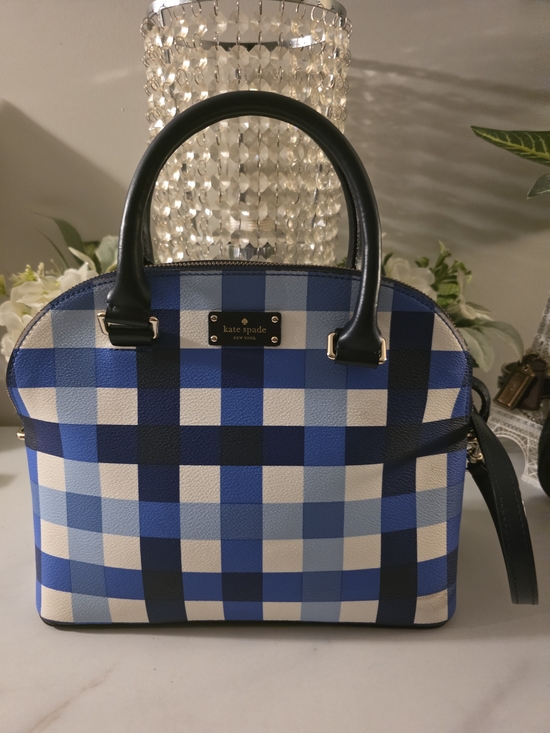 kate spade Handbags - kate spade Blue Gingham Dome Satchel